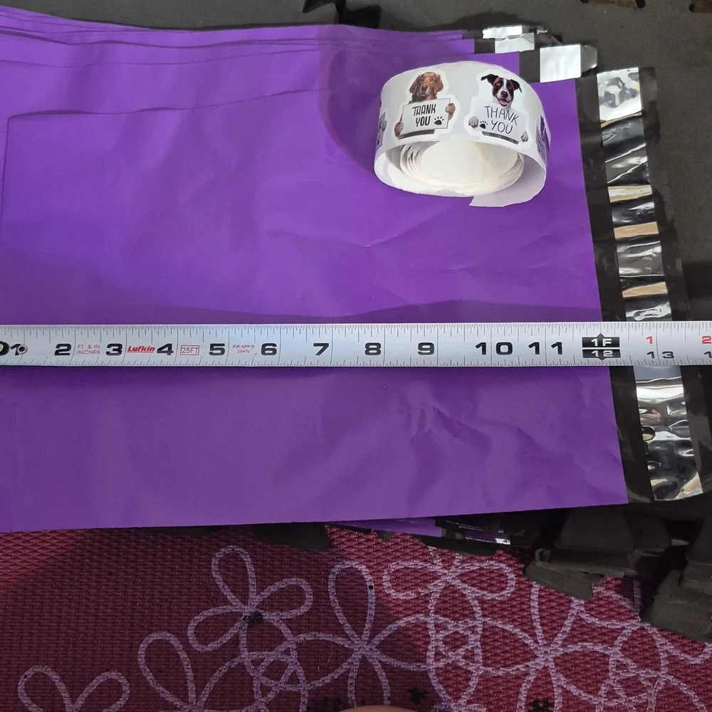 Poly Mailers & Thank You Stickers Set Purple Mailers Dog Stickers 10x12